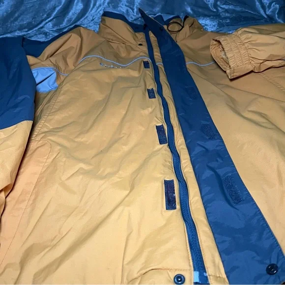 Columbia Yellow & Gray Coat Mens XXL with Hood Waterproof 206 XM5768